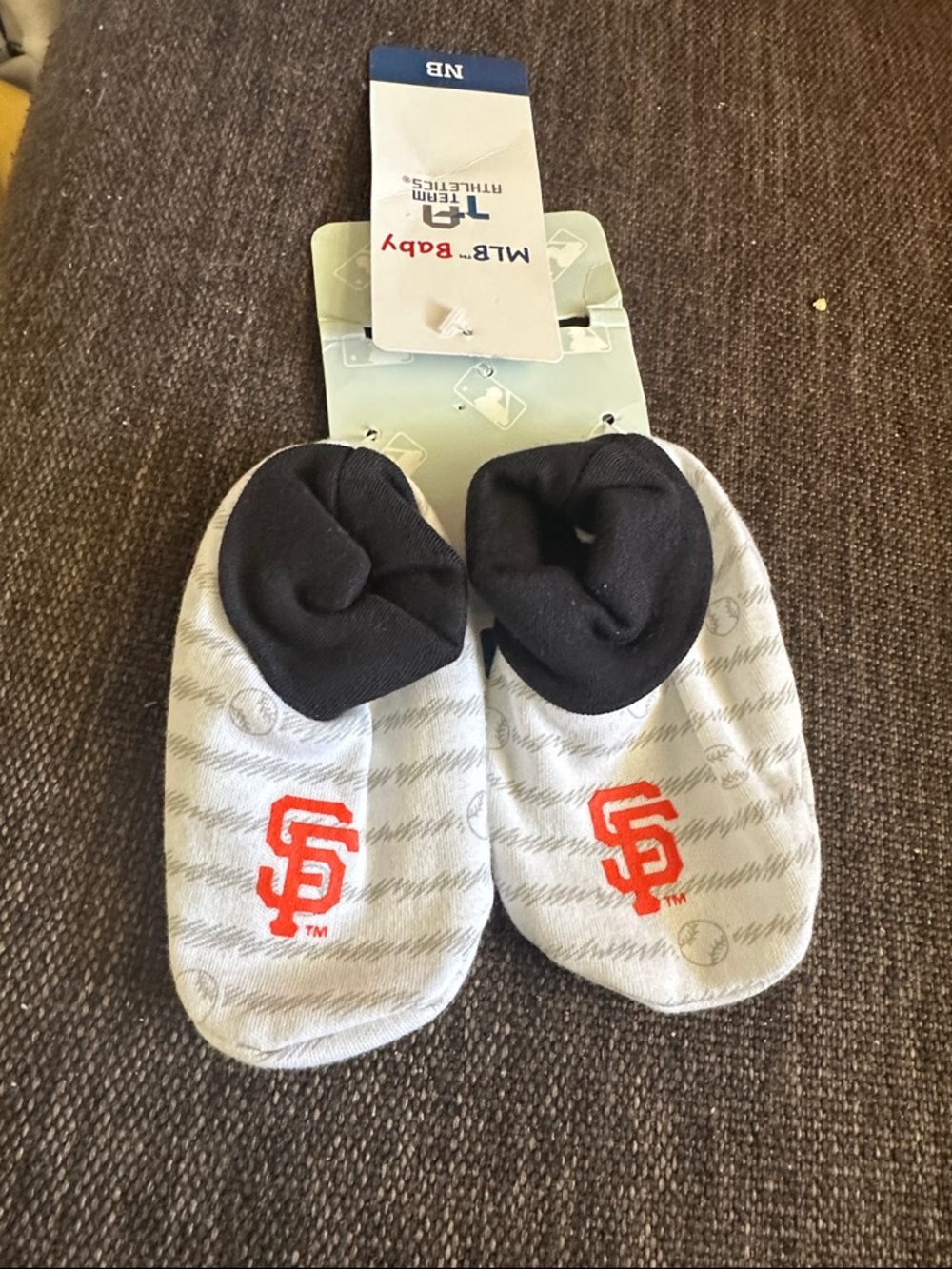 MLB Baby San Francisco Giants Gray & Black Booties with Orange Logo